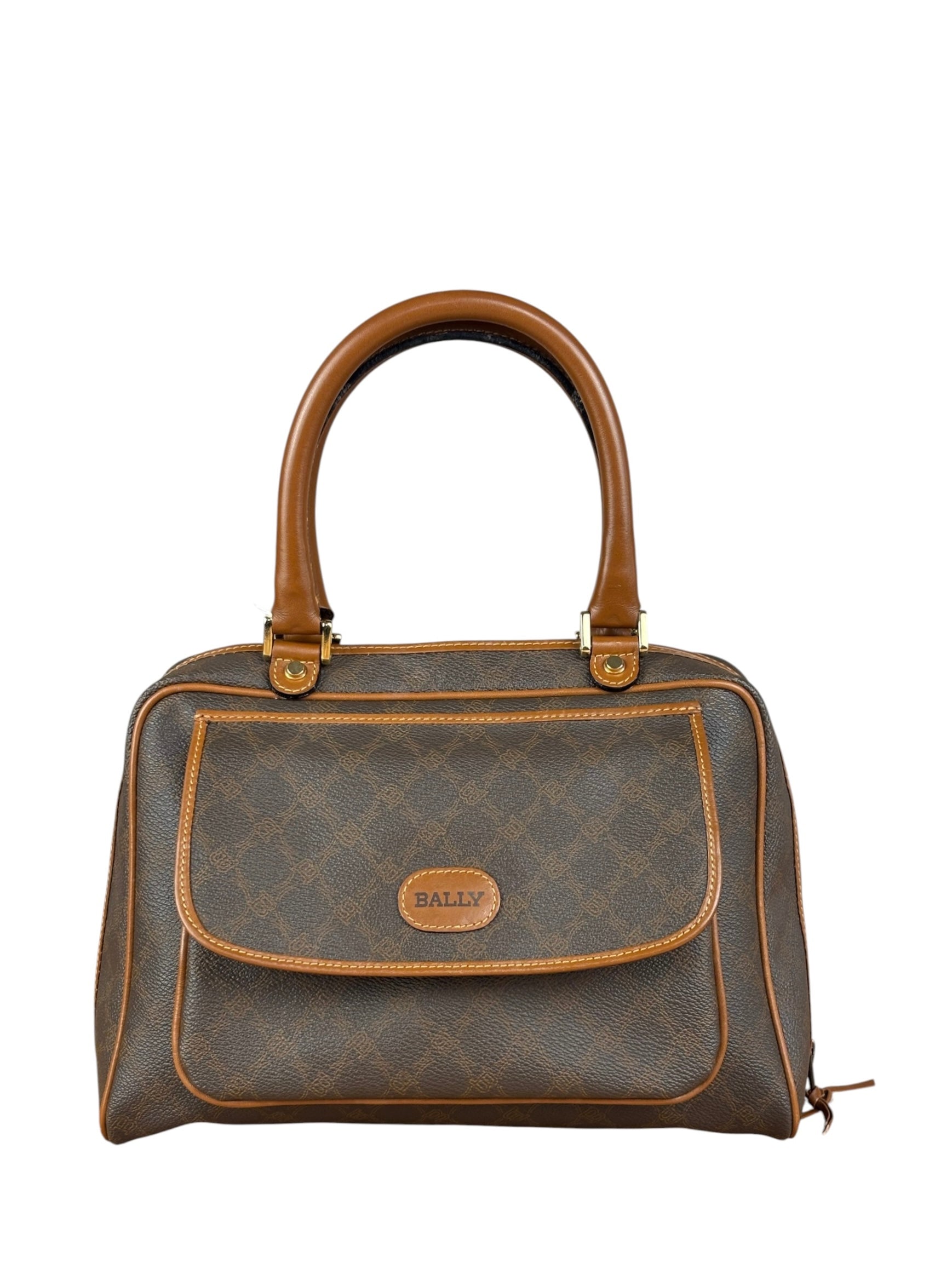 Bally Vintage Leather Coated Monogram Handbag