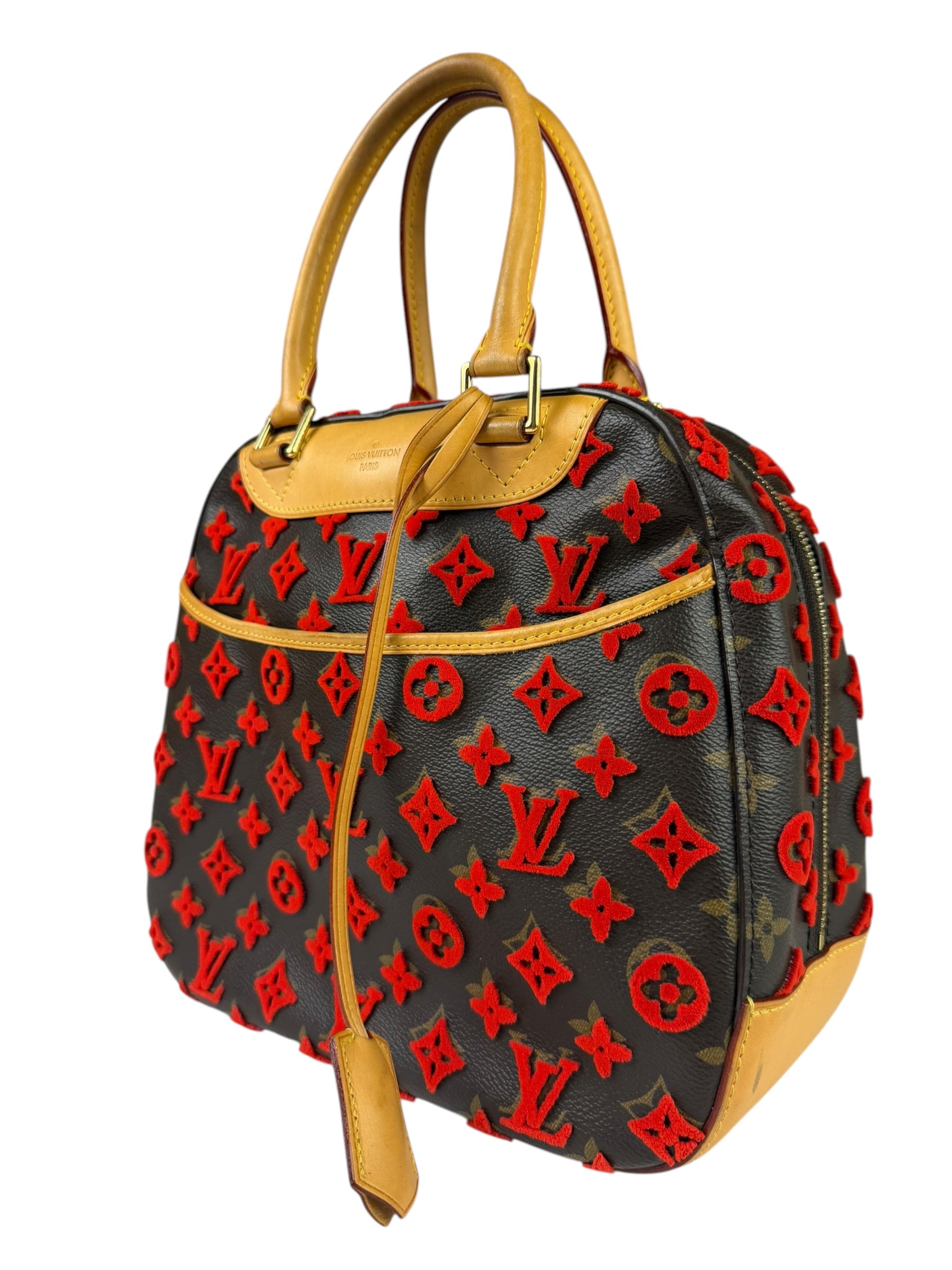 Louis Vuitton Limited Edition Deauville Cube Rosso Handbag Red