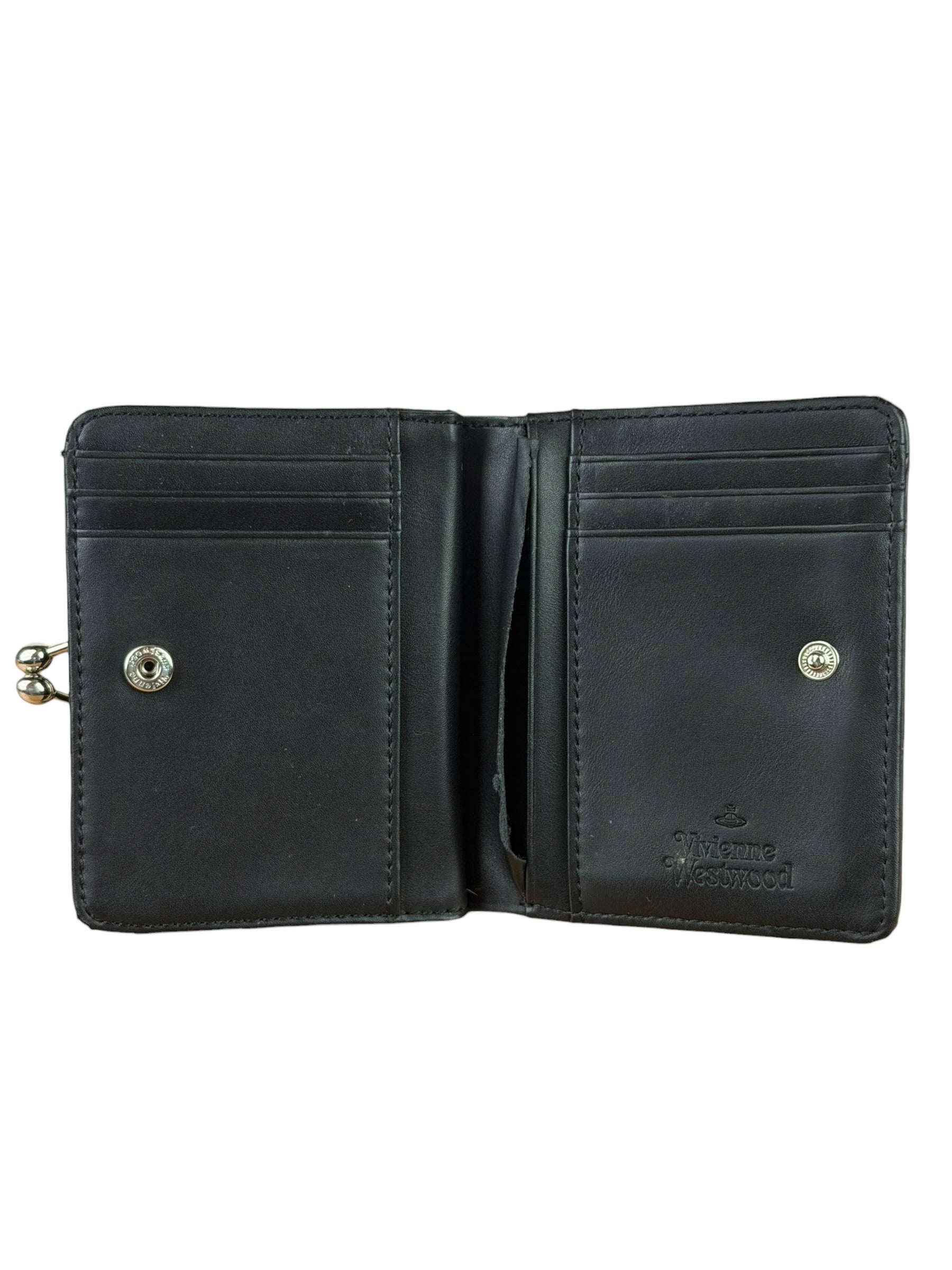 Vivienne Westwood Black Compact Bi-Fold/Kiss Lock Annie Wallet