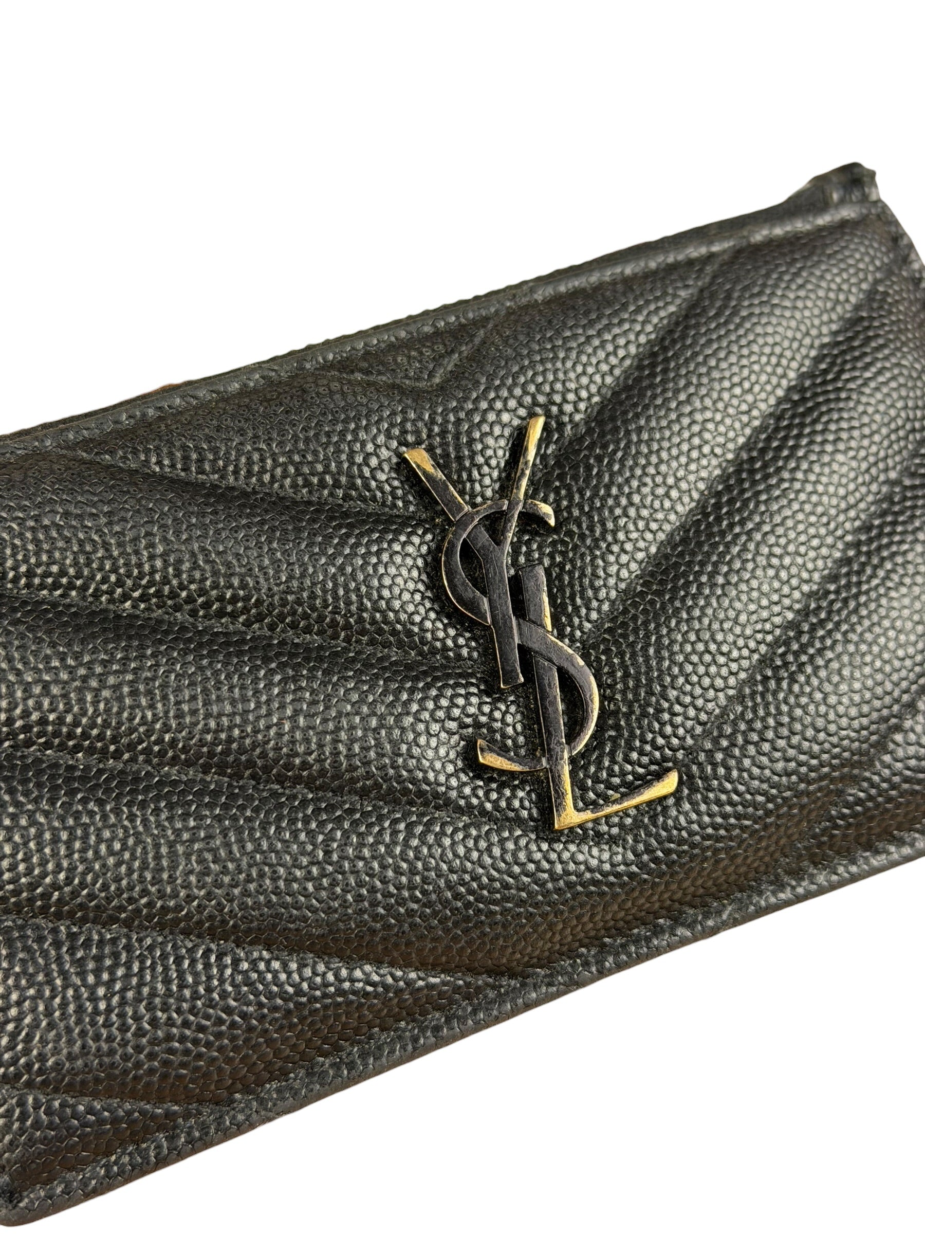 Yves Saint Laurent Black Leather Card Holder Wallet