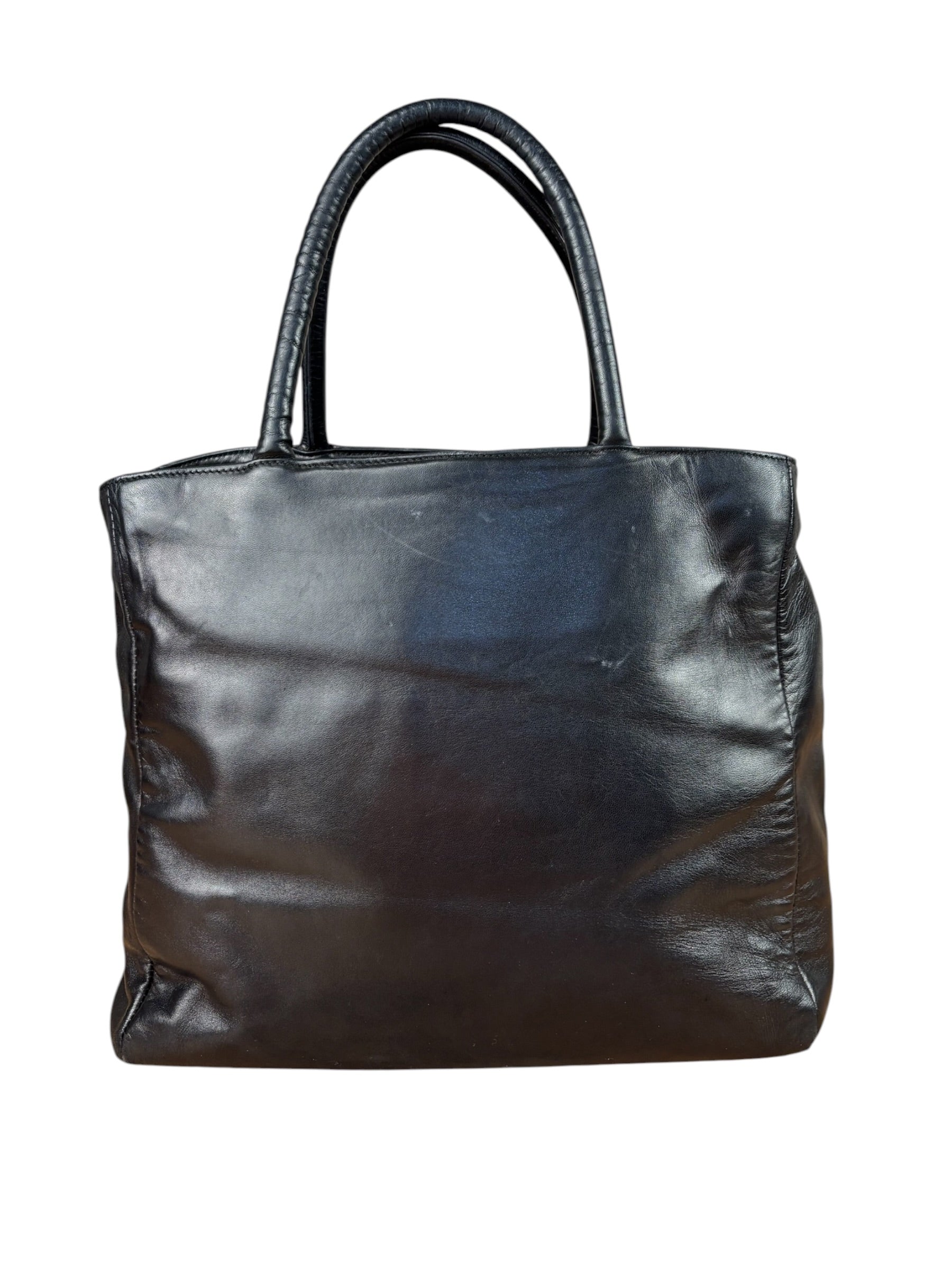 Prada Black Leather Tote Bag
