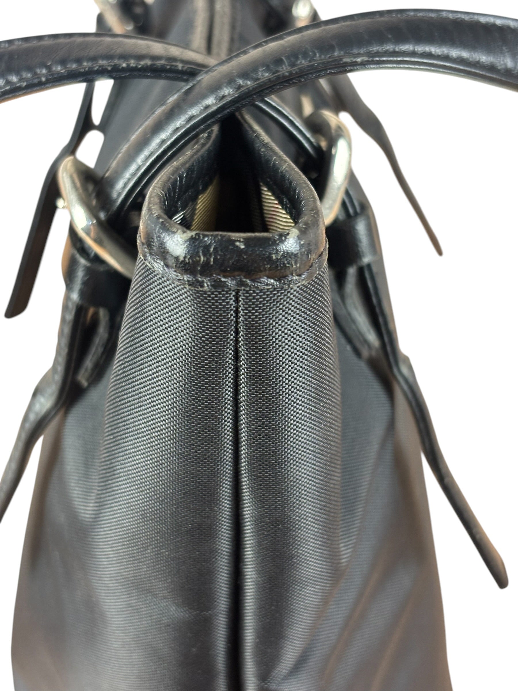Burberry Vintage Blue Label Nylon Bucket Tote Bag