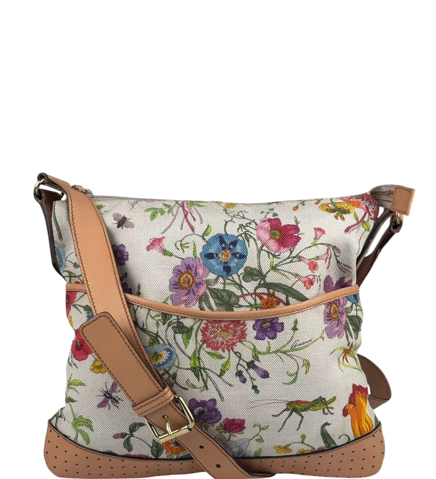 Gucci Vintage Leather/Canvas Blooms Crossbody
