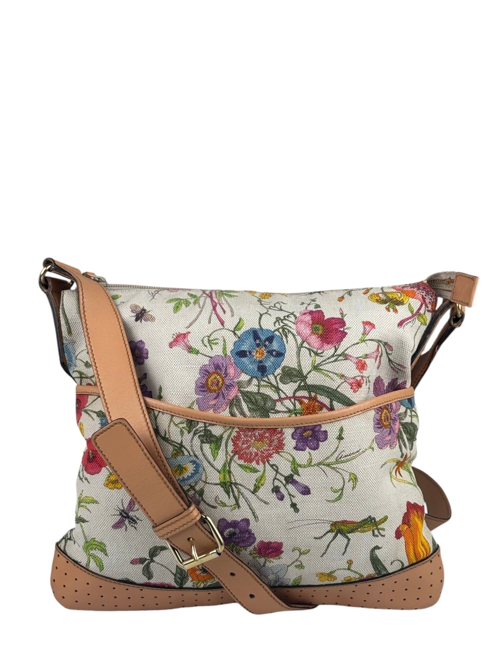 Gucci Vintage Leather/Canvas Blooms Crossbody