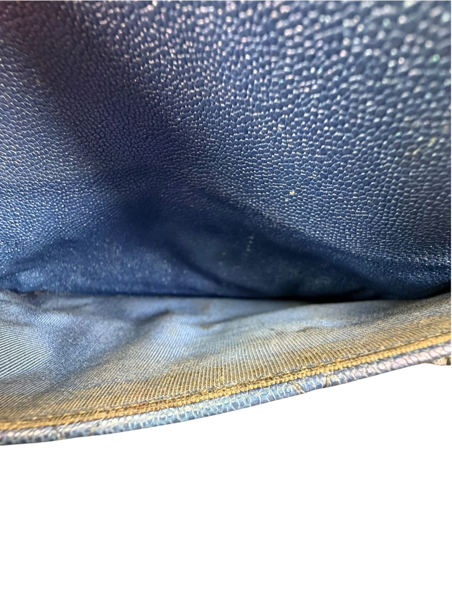Chanel Peal Blue Caviar Quilted Leather Iridescent Wallet On Chain 2019