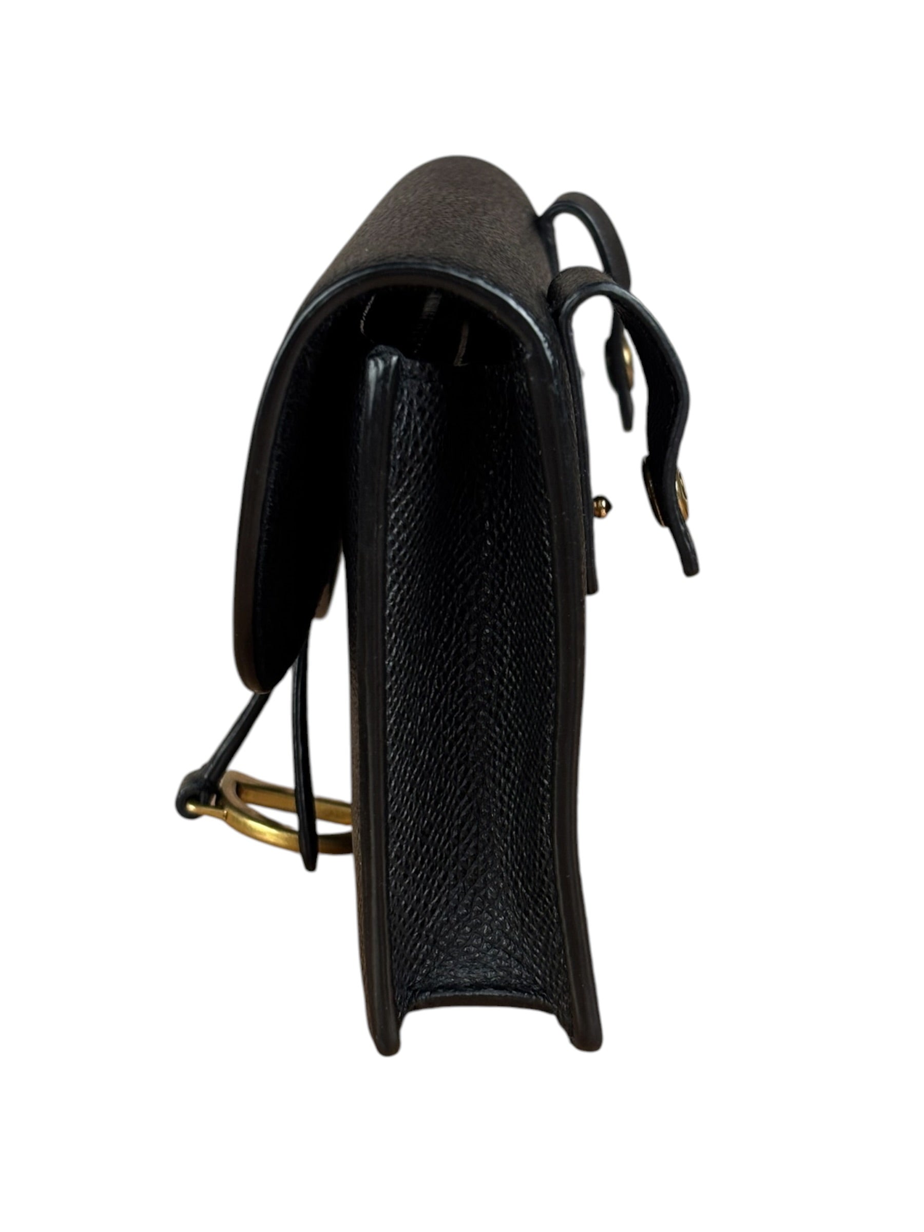 Christian Dior Black Grained Leather Saddle Belt Bag