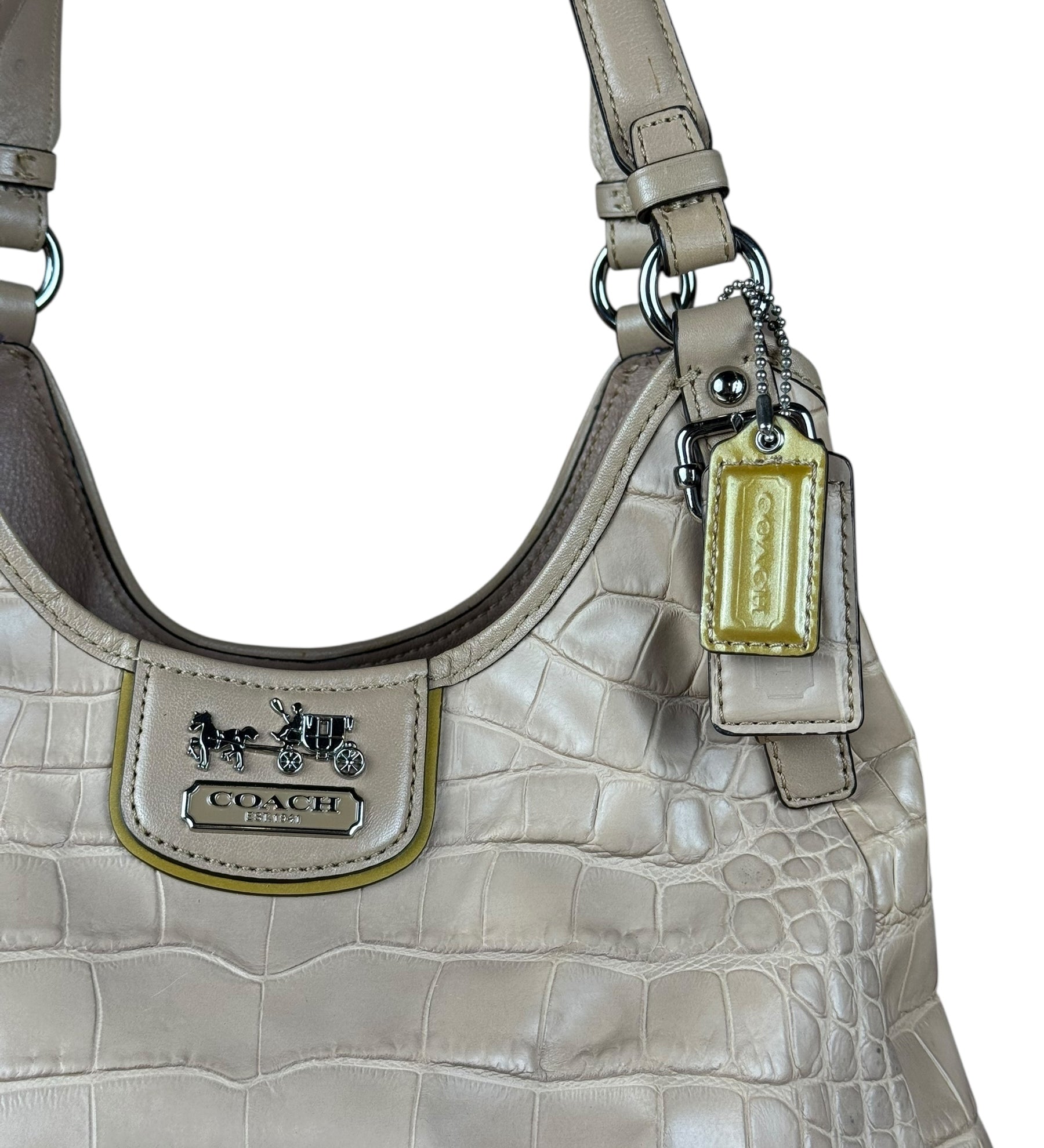 Coach Beige Maggie Croc Handbag