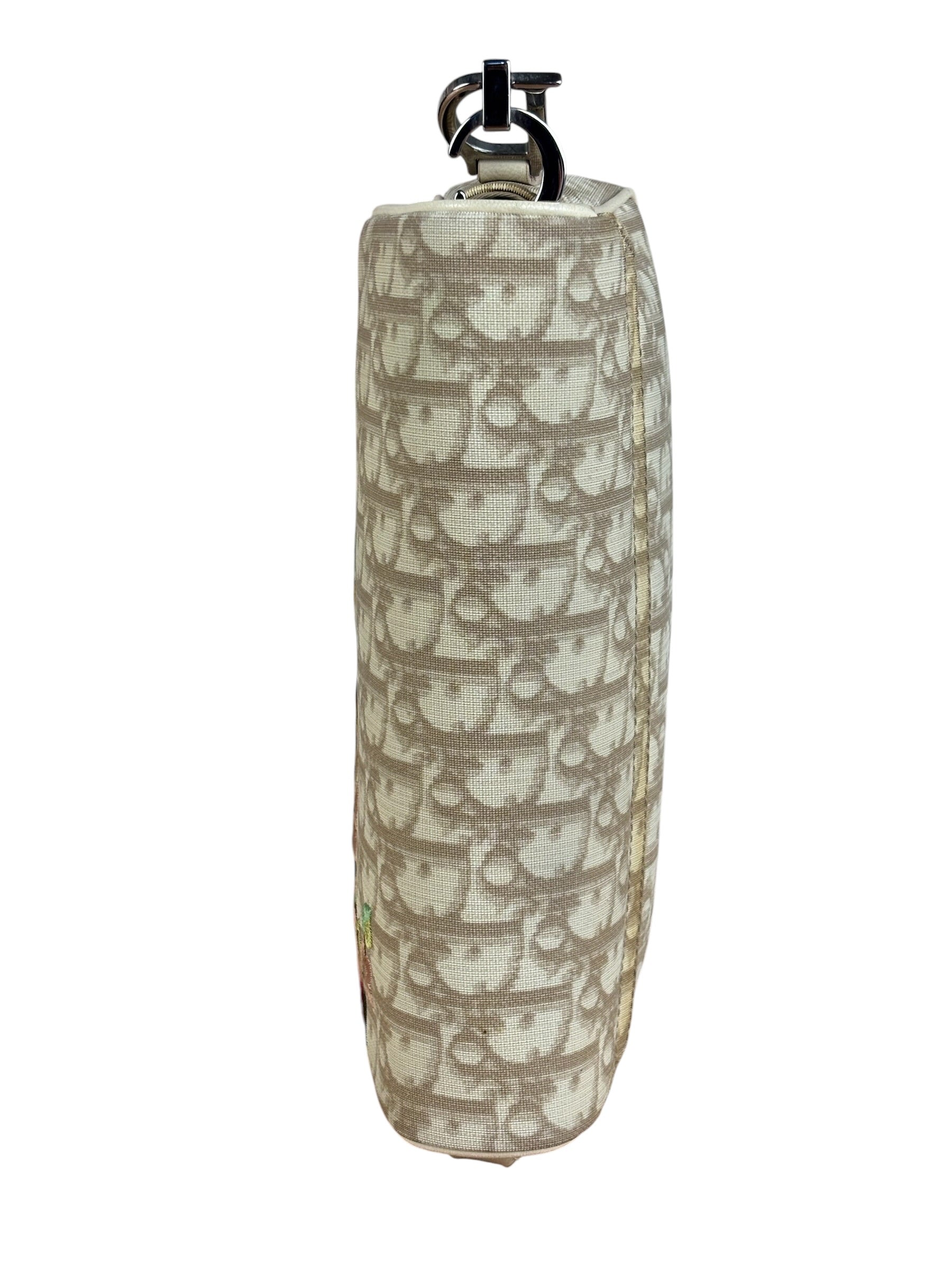 Christian Dior Beige Embroidered Trotter Flap Crossbody Bag