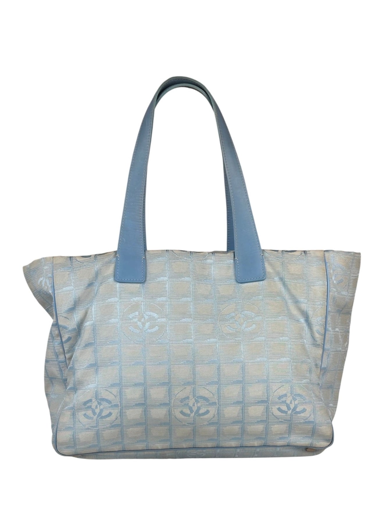 Chanel Blue Leather Trim New Travel Tote Bag 2002