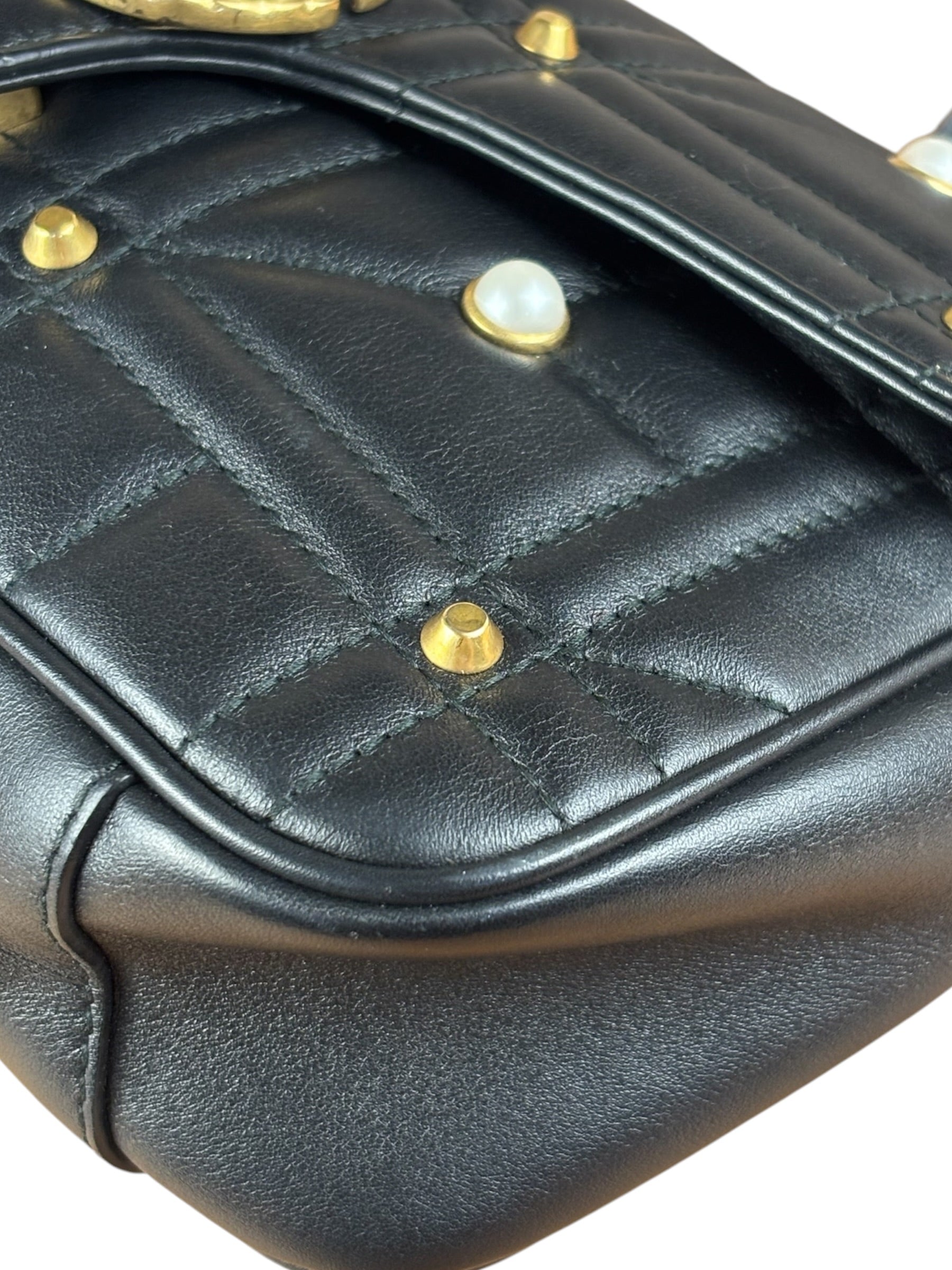 Gucci Black Pearly GG Marmont Flap Bag