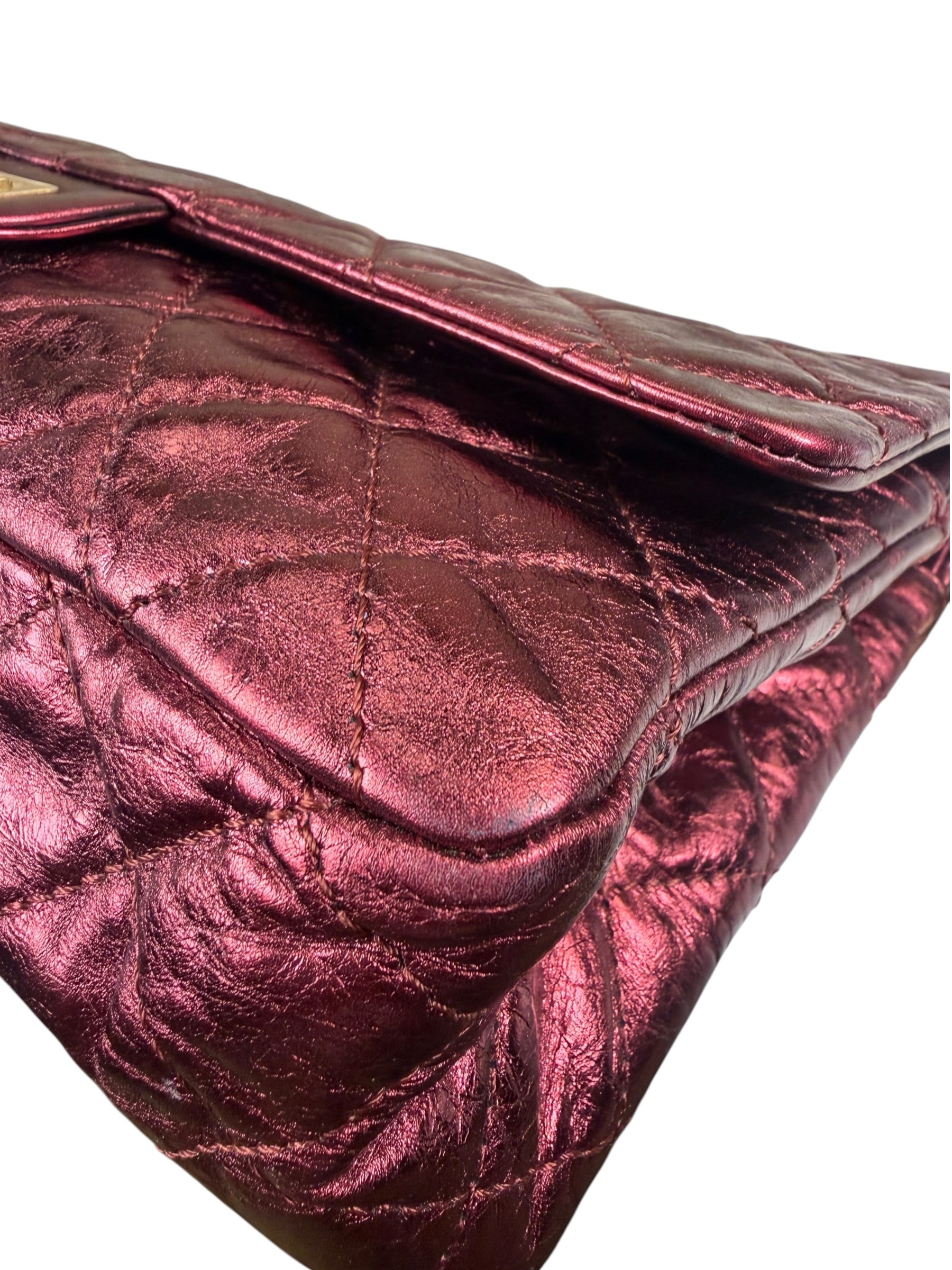 Chanel Patent Burgundy Quilted Leather 2.55 Reissue Double Flap Bag 2008