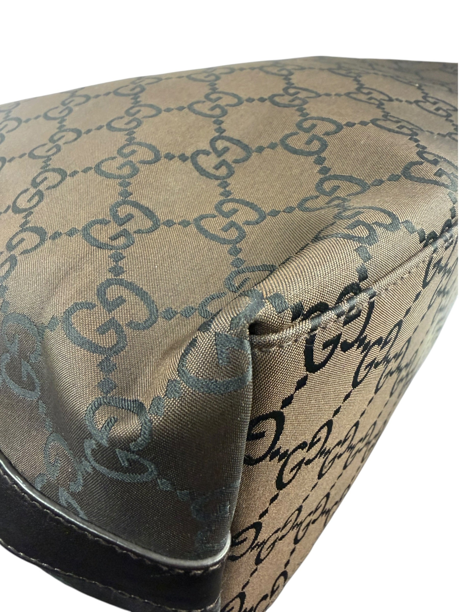 Gucci GG Monogram Brown Nylon Hobo Bag