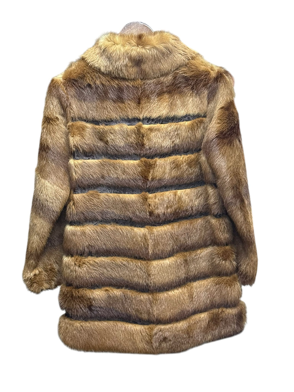 Vintage Light Brown Striped Fox Fur Coat