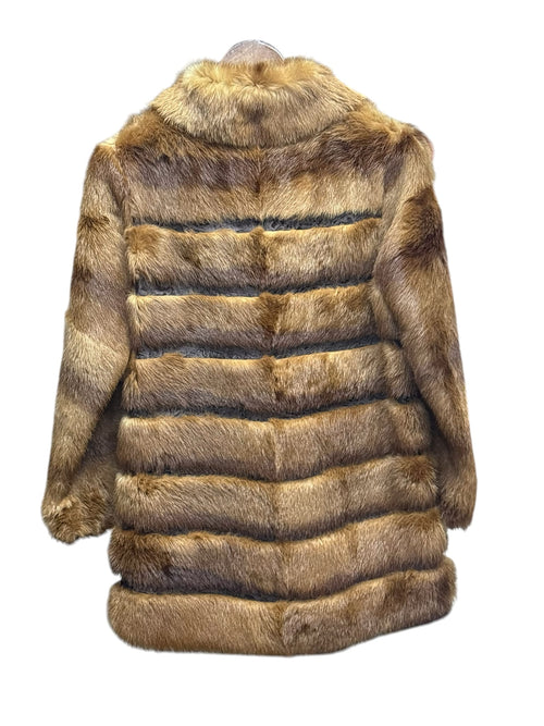 Vintage Light Brown Striped Fox Fur Coat