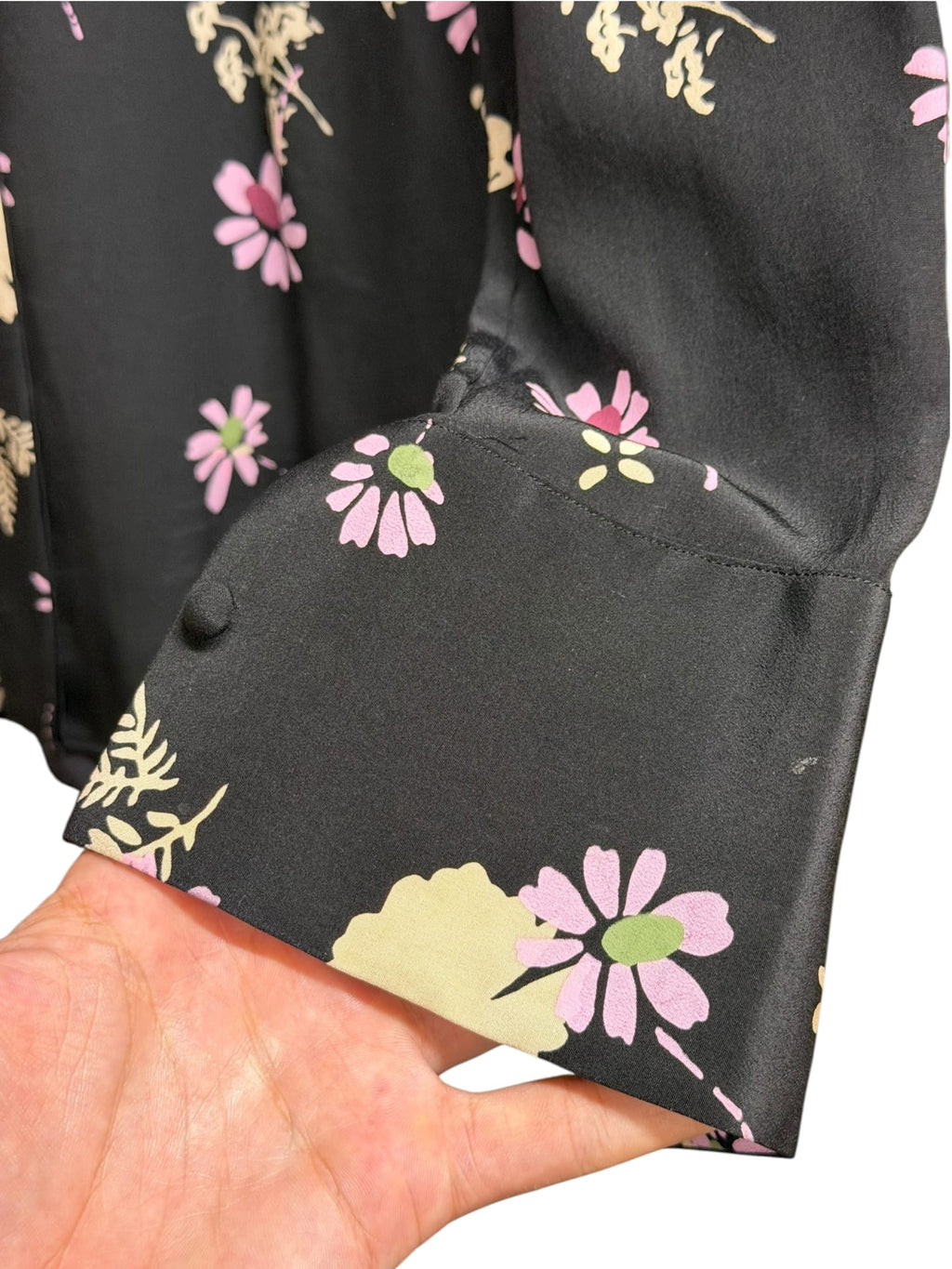 Valentino Black Floral Silk Button Up (Size 4)