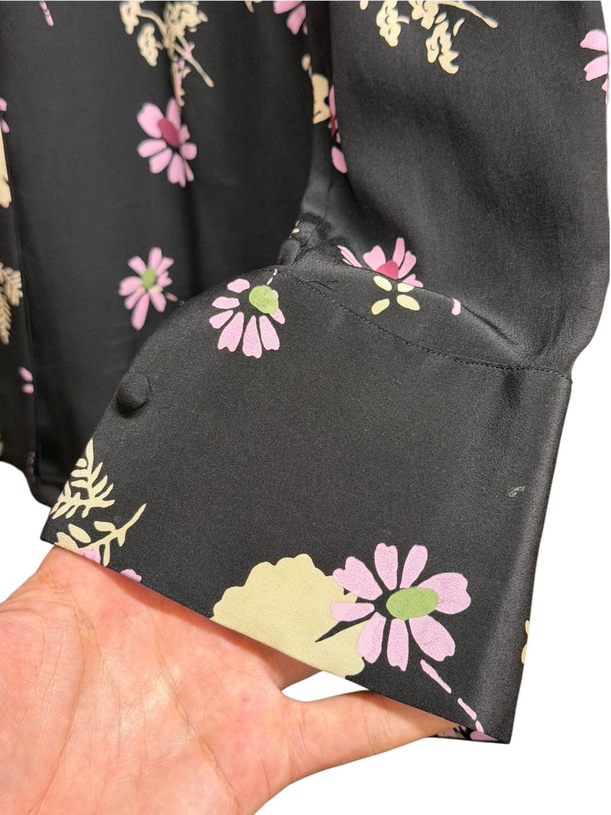 Valentino Black Floral Silk Button Up (Size 4)