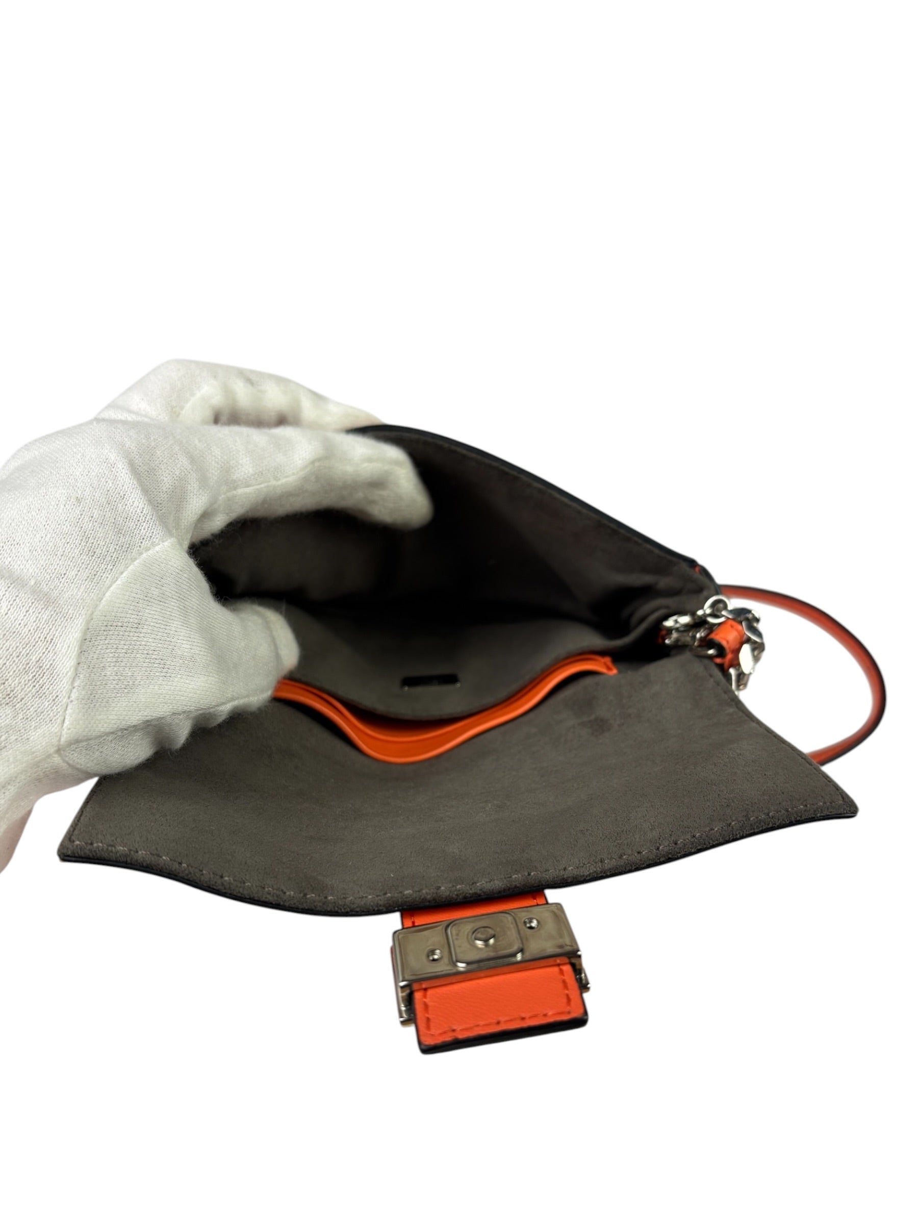 Fendi Orange Leather Mini Baguette