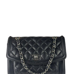 Chanel Black Quilted Leather Geometric Chain Flap Bag 2014