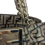 Fendi Vintage Gold Shimmer Zucca Shoulder Bag