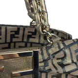 Fendi Vintage Gold Shimmer Zucca Shoulder Bag
