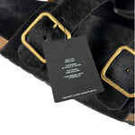 Yves Saint Laurent Black Jimmy Pony Hair Falt Sandal