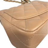 Chanel Beige Quilted Lambskin Mini Flap Bag 2023