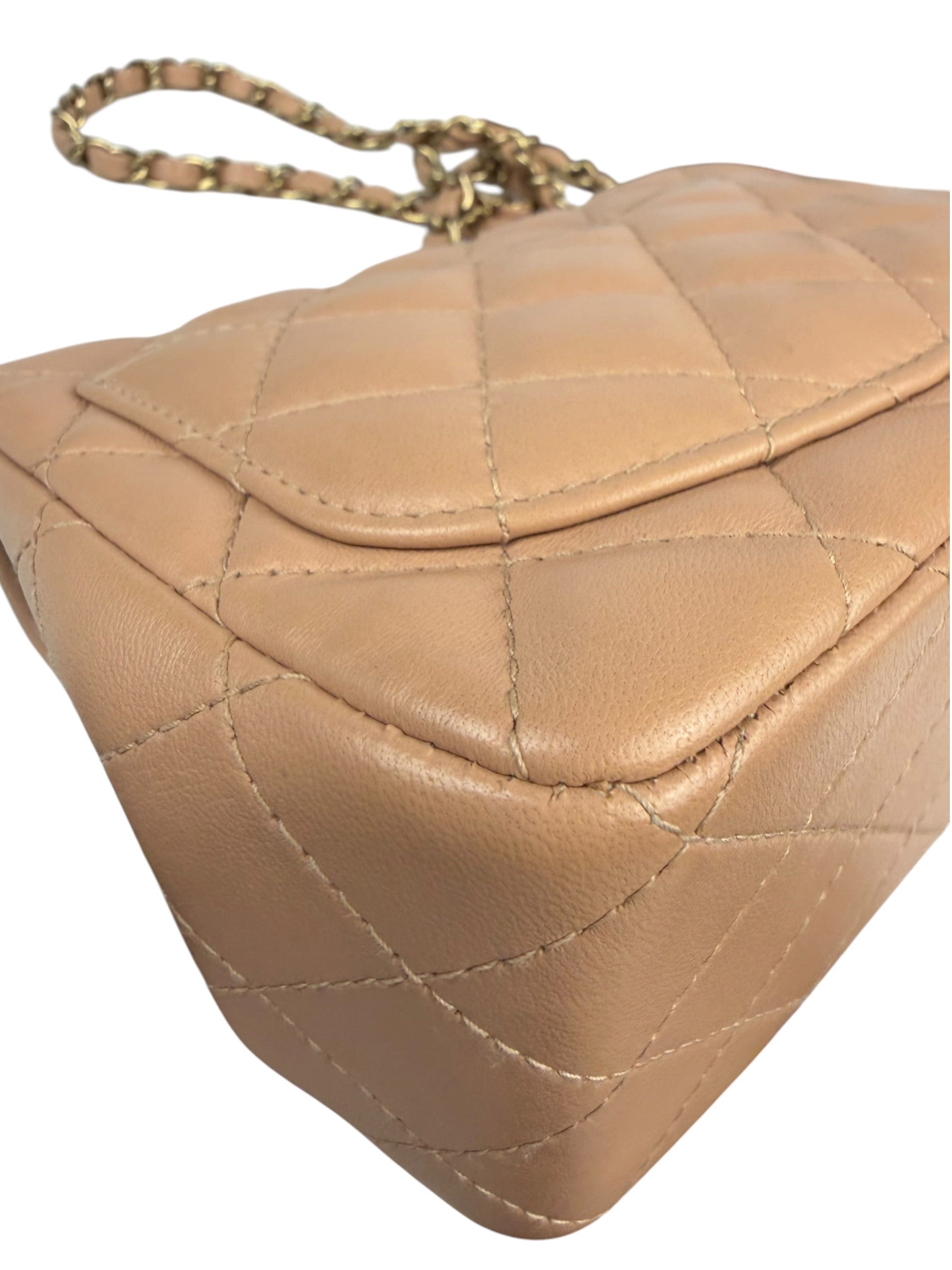 Chanel Beige Quilted Lambskin Mini Flap Bag 2023