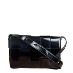 Bottega Veneta Black Leather Maxi Intrecciato Cassette Flap Bag