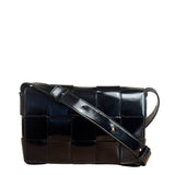 Bottega Veneta Black Leather Maxi Intrecciato Cassette Flap Bag