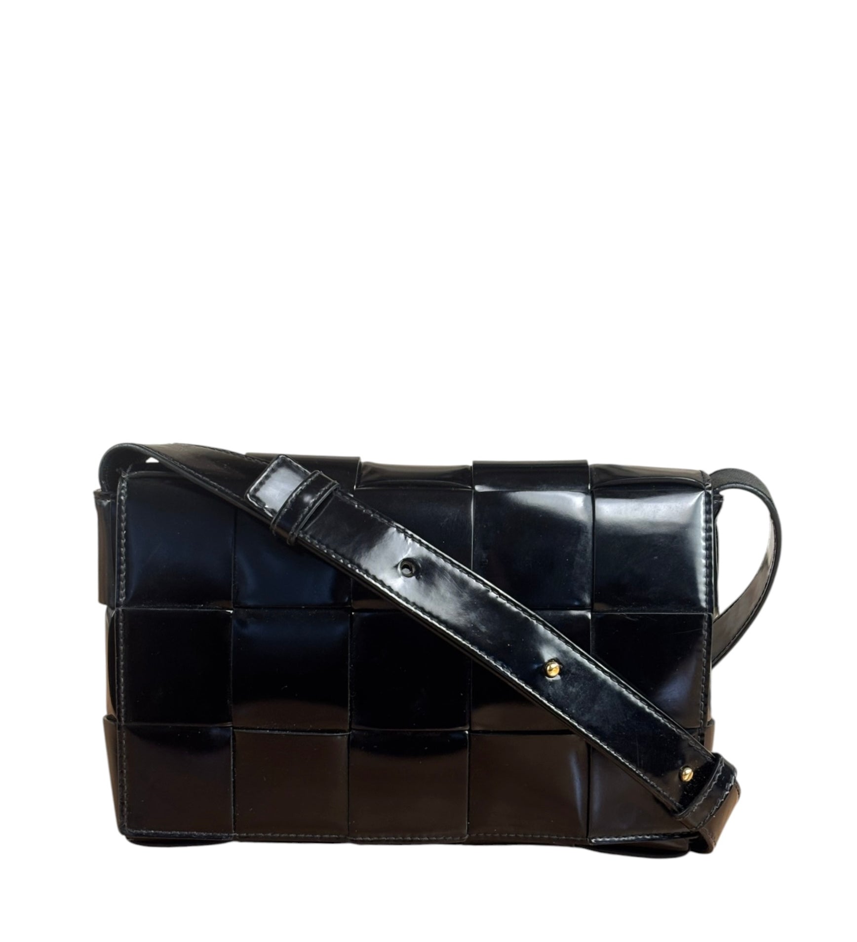 Bottega Veneta Black Leather Maxi Intrecciato Cassette Flap Bag