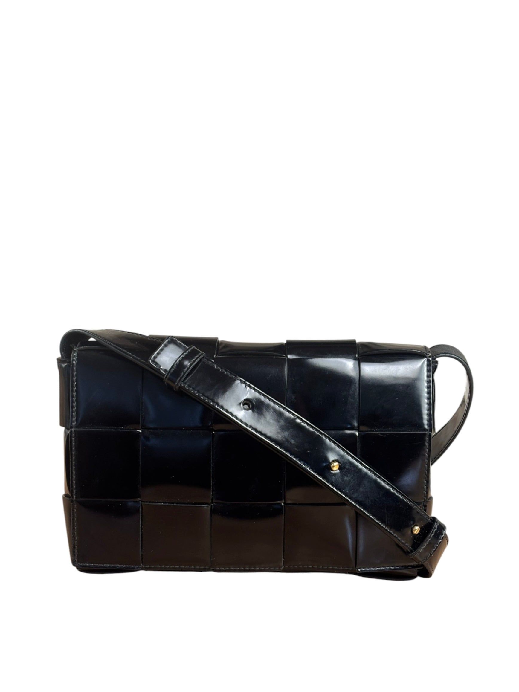 Bottega Veneta Black Leather Maxi Intrecciato Cassette Flap Bag