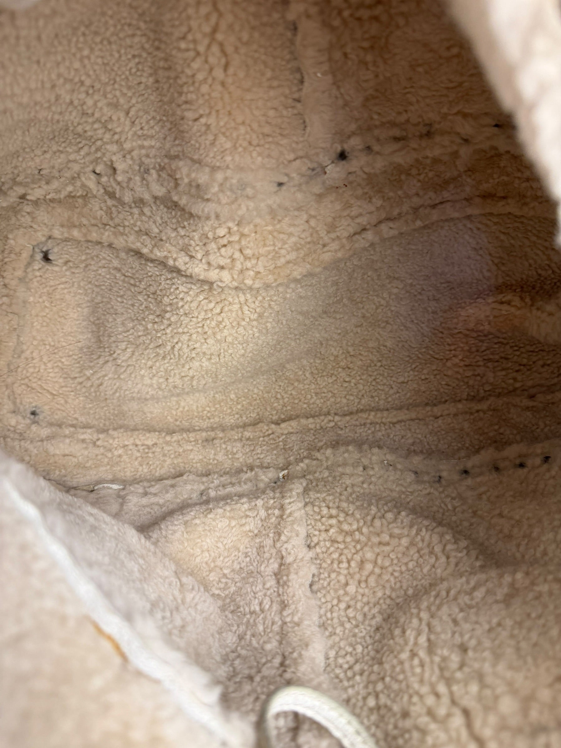 Prada Vintage White Studded Leather Shearling Bowler 2Way Bag