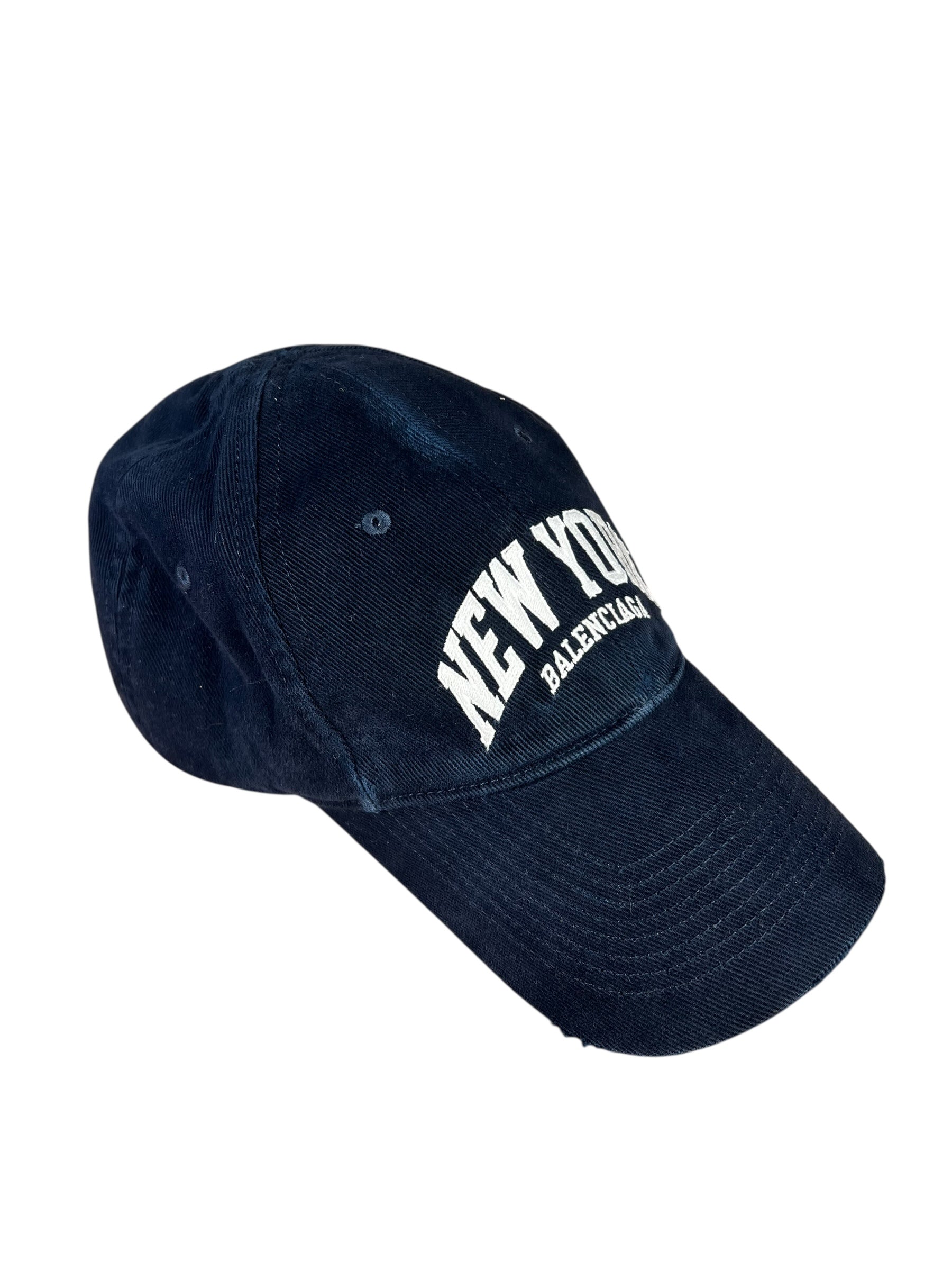 Balenciaga Navy Embroidered New York Cap