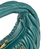 Miu Miu Dark Green Nappa Leather Wander Matelasse Micro Hobo Bag