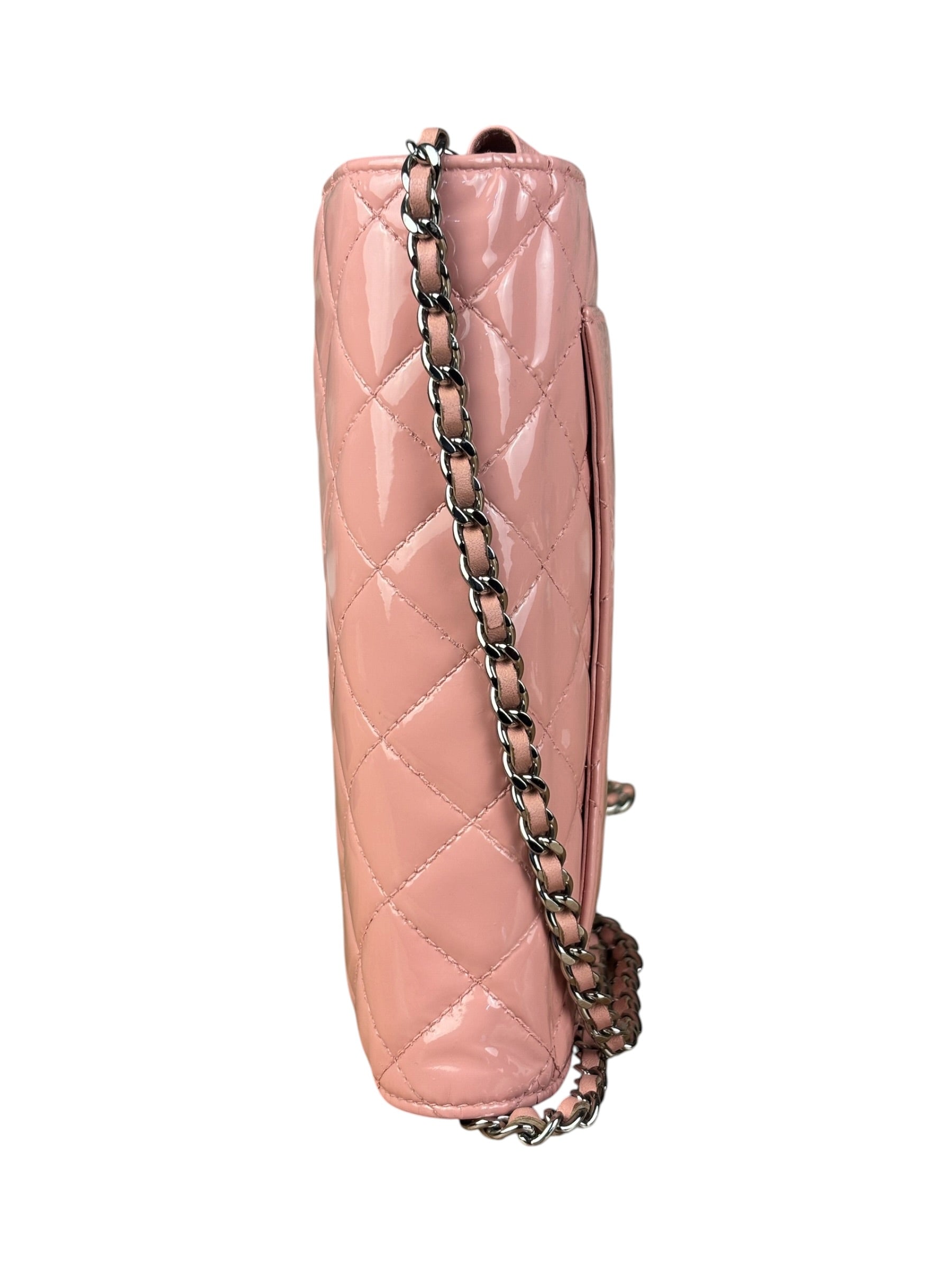 Chanel Pink Patent Quilted Wallet on Chain Bag 2012