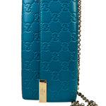 Gucci Turquoise Blue Guccissima Wallet On Chain