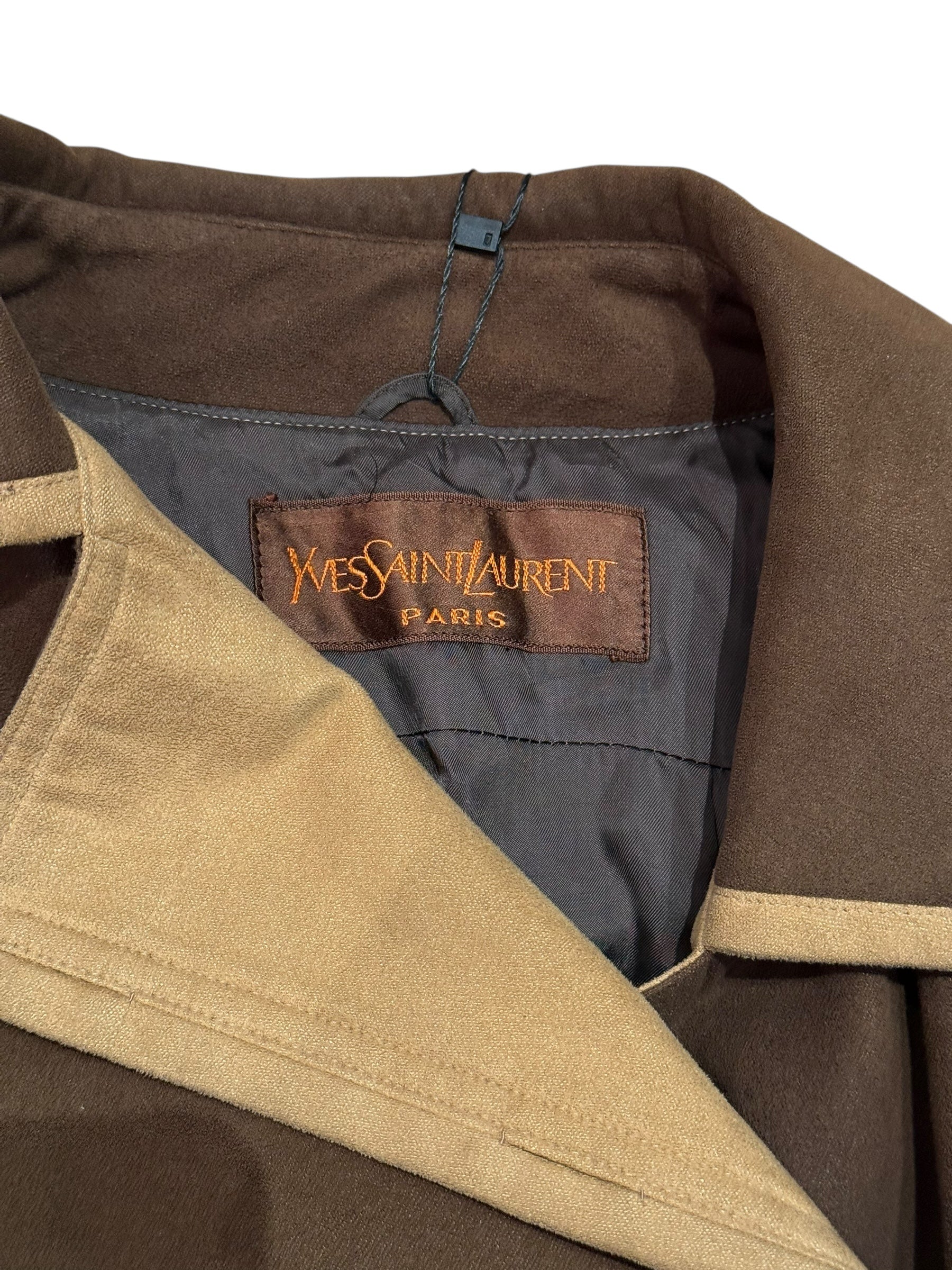 YSL Vintage Brown Lined Suede Button Down Jacket