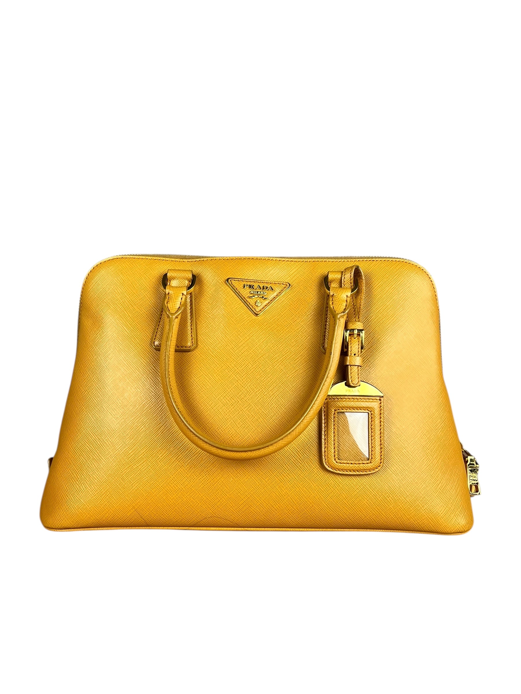 Prada Saffiano Promenade Handbag Mustard