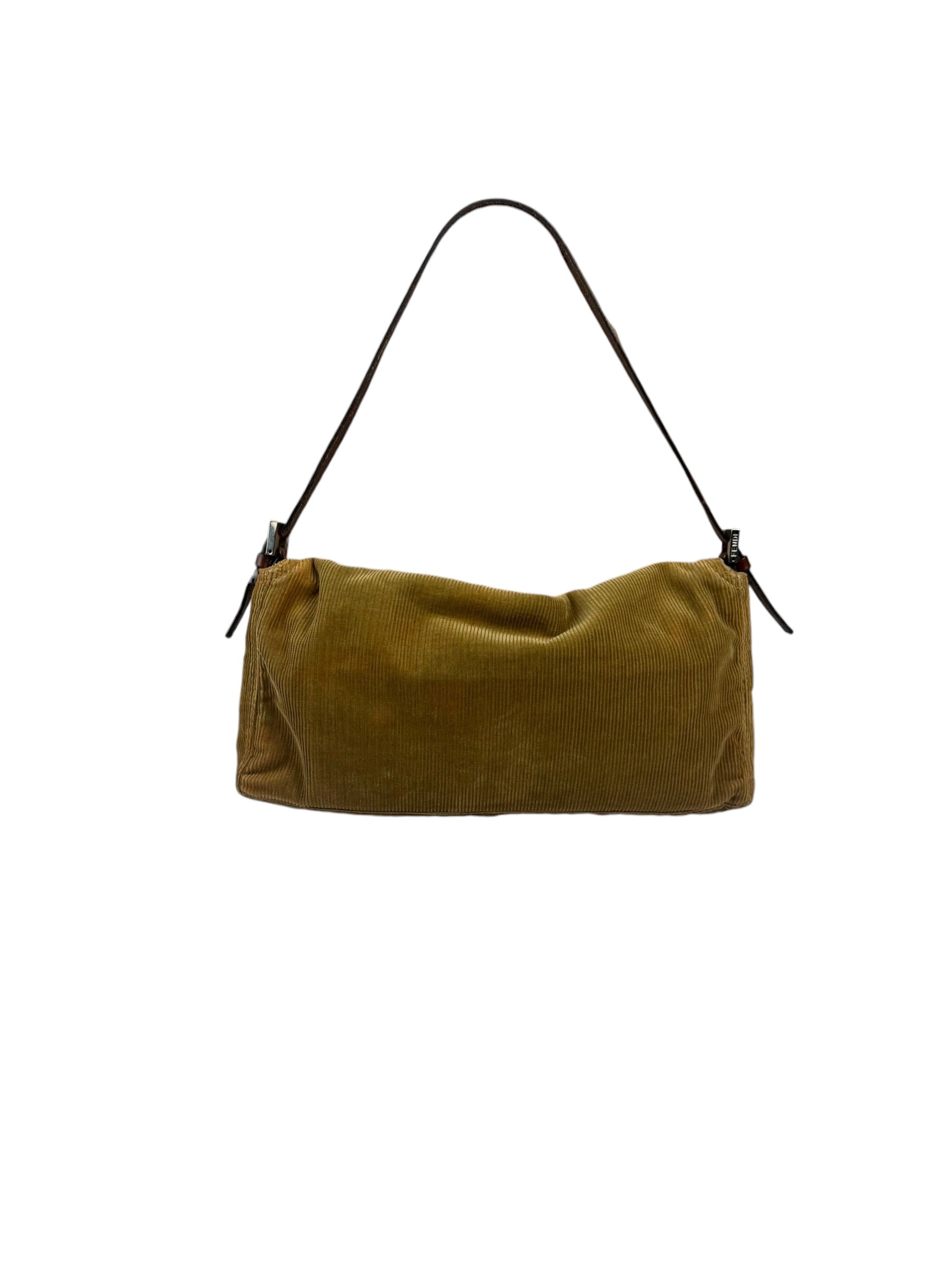 Fendi Brown Corduroy Baguette Shoulder Bag