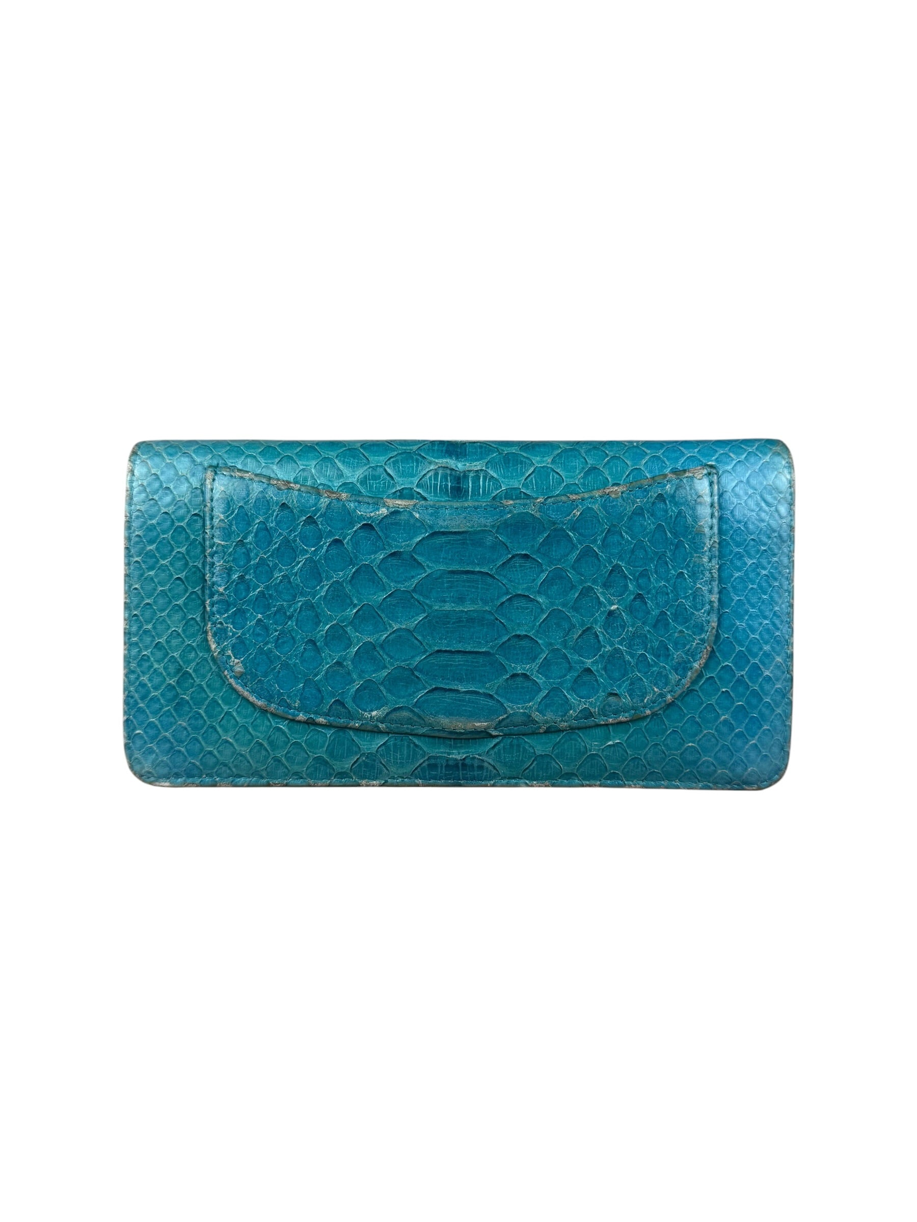 Chanel Turquoise Blue Python Long Wallet 2014