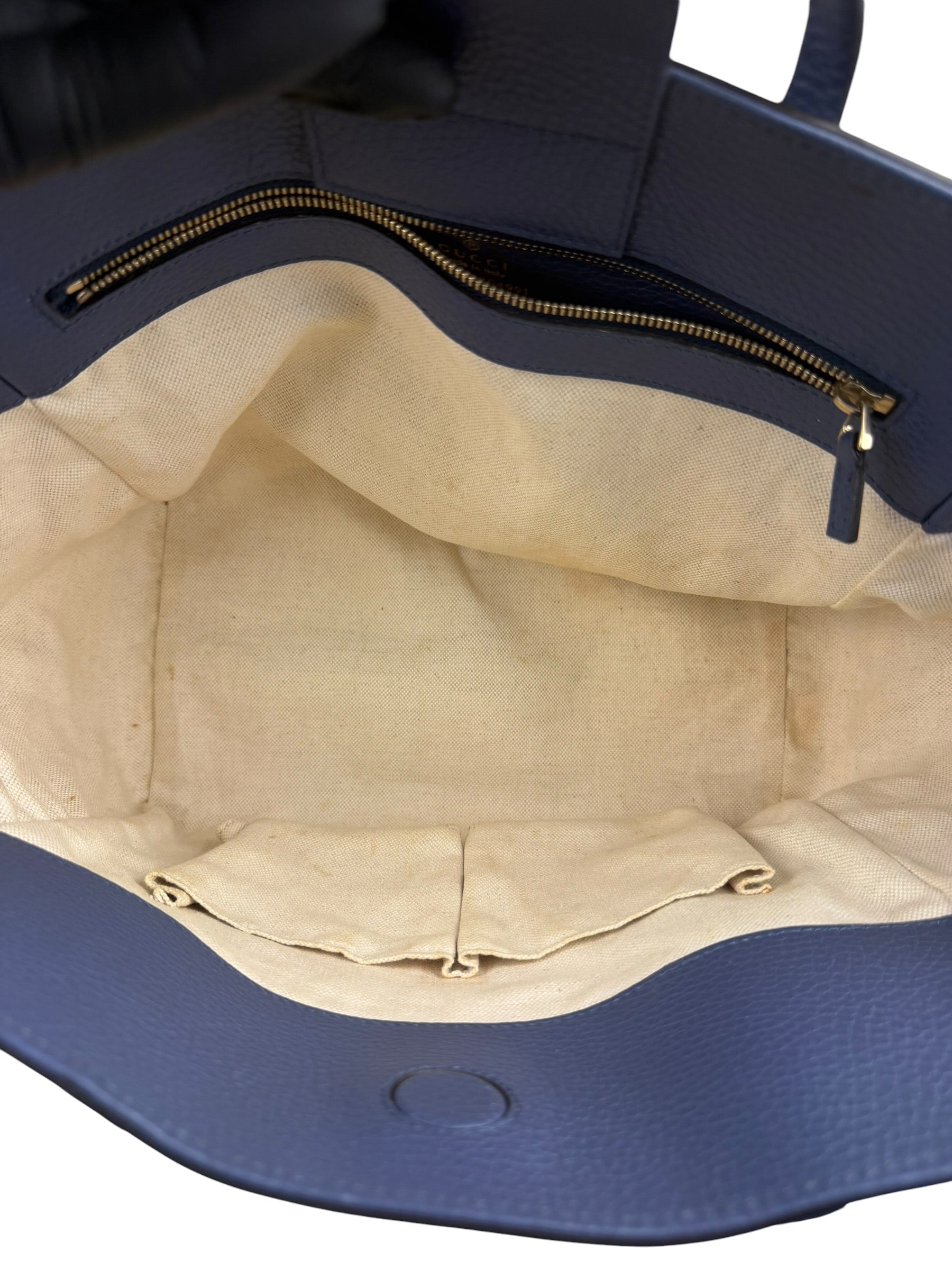 Gucci Navy Blue Swing Leather Tote Bag