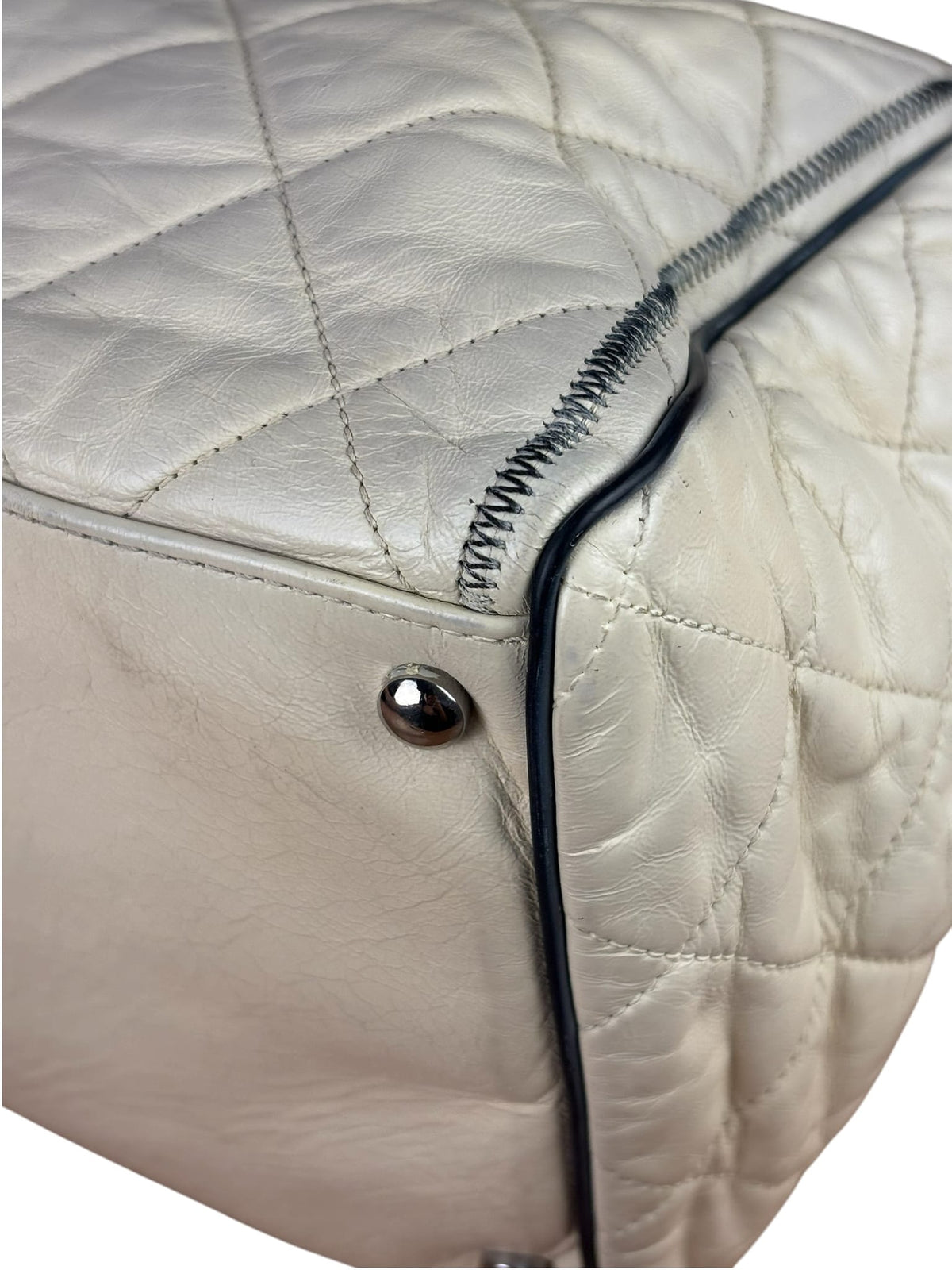 Chanel Cream Quilted Lambskin East/West Reissue Tote 2008