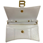 Balenciaga White Crocodile Embossed Hourglass Wallet On Chain