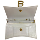 Balenciaga White Crocodile Embossed Hourglass Wallet On Chain
