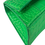 Balenciaga Fluo Green Crocodile Embossed Hourglass XS Two-Way Bag