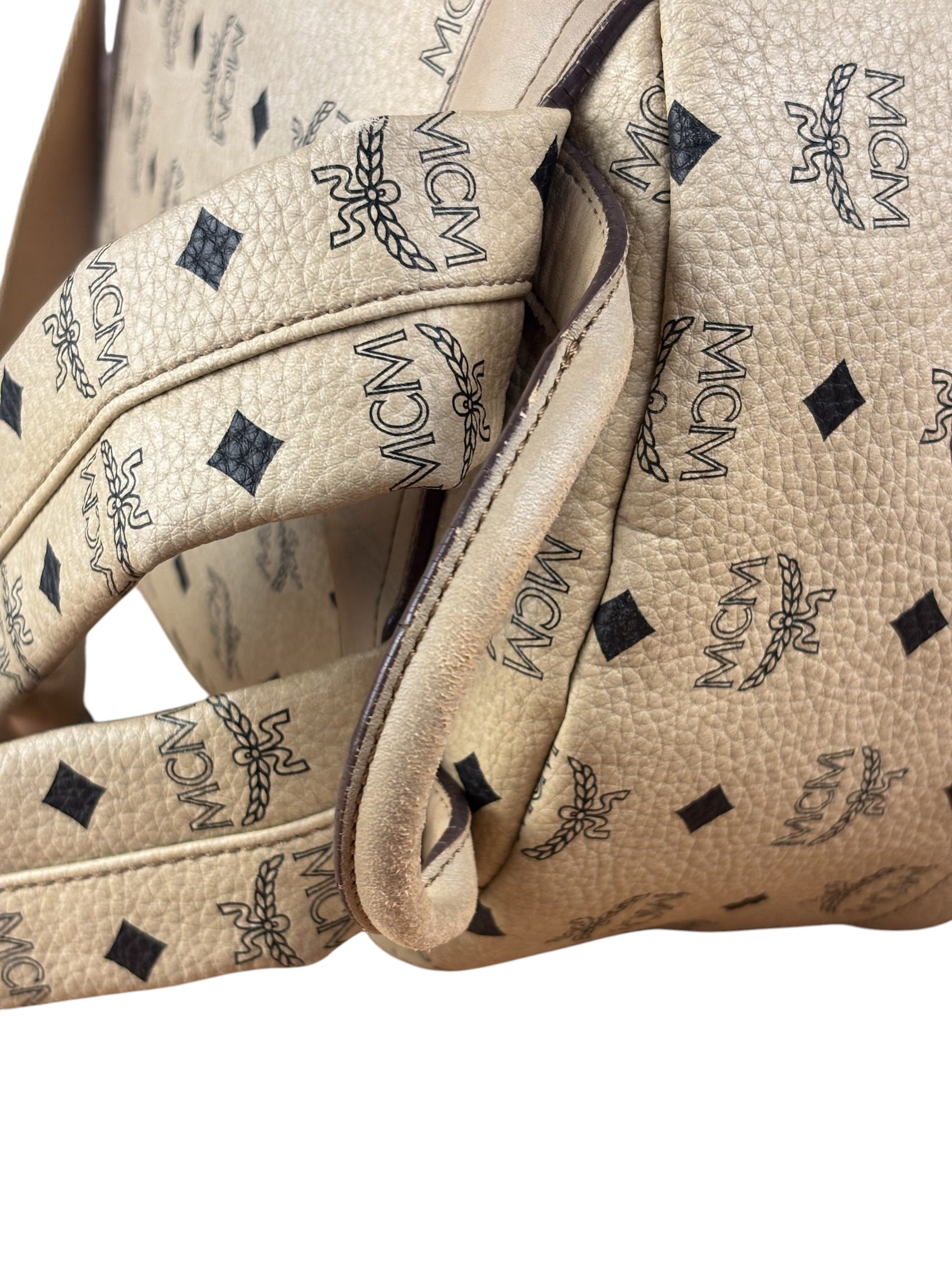 MCM Beige Leather Monogram Medium Stark Backpack
