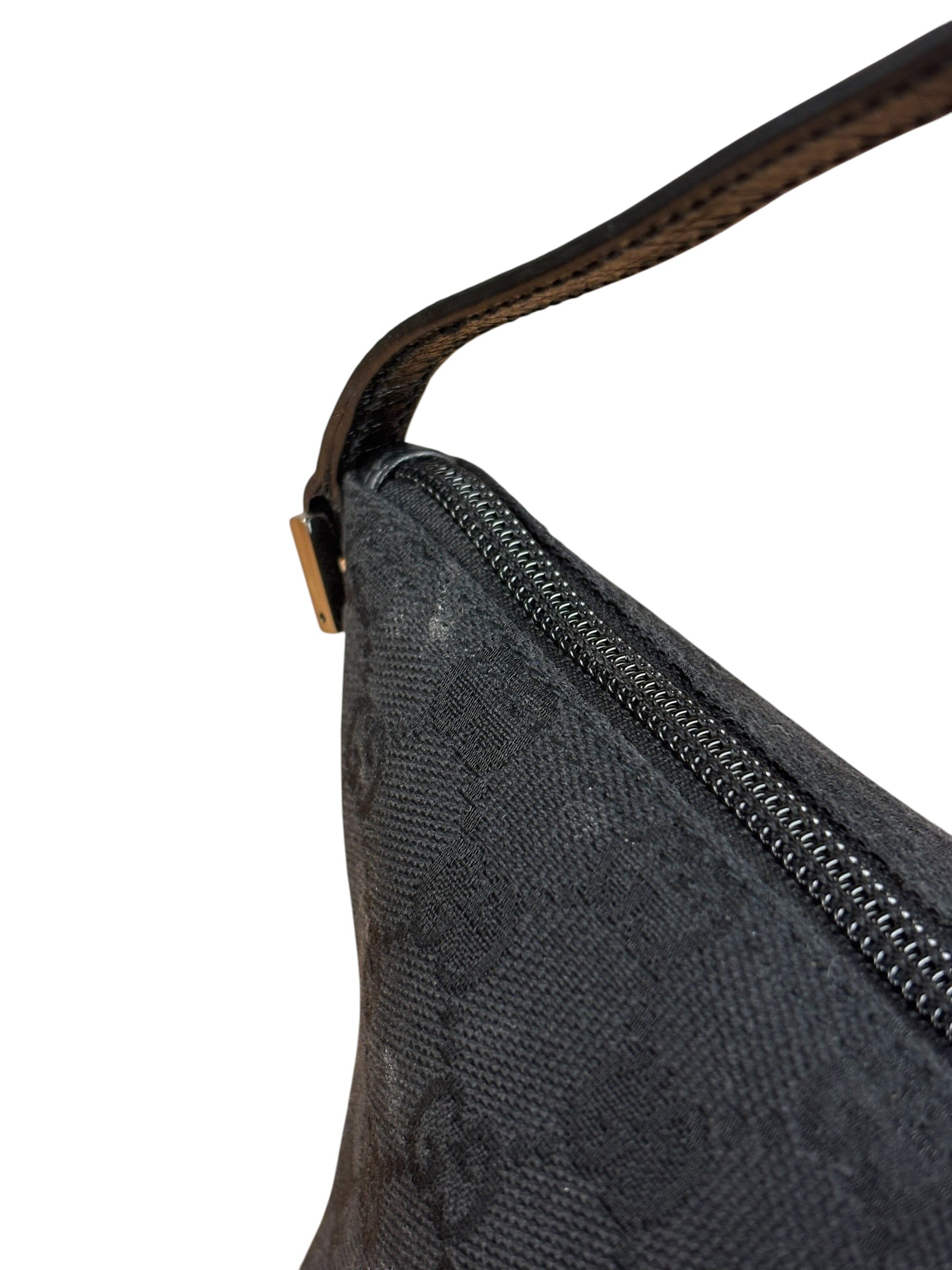 Gucci GG Vintage Black Canvas Monogram Boat Pochette