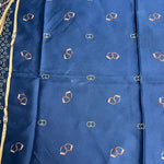Gucci Navy Horseshoe Silk Scarf