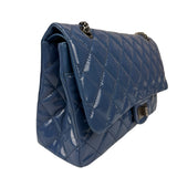 Chanel Blue Patent Quilted Jumbo Classic 2.55 Double Flap Bag 2011