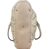Gucci Vintage Beige Leather Ruched Handle Tote